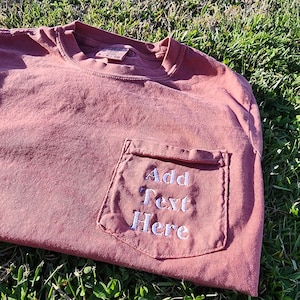 Comfort Color Tshirt With Pocket Embroidered , Oversized Shirt Vintage Color Washed Tshirt Soft Worn Pocket shirt, Trendy Pocket Tee