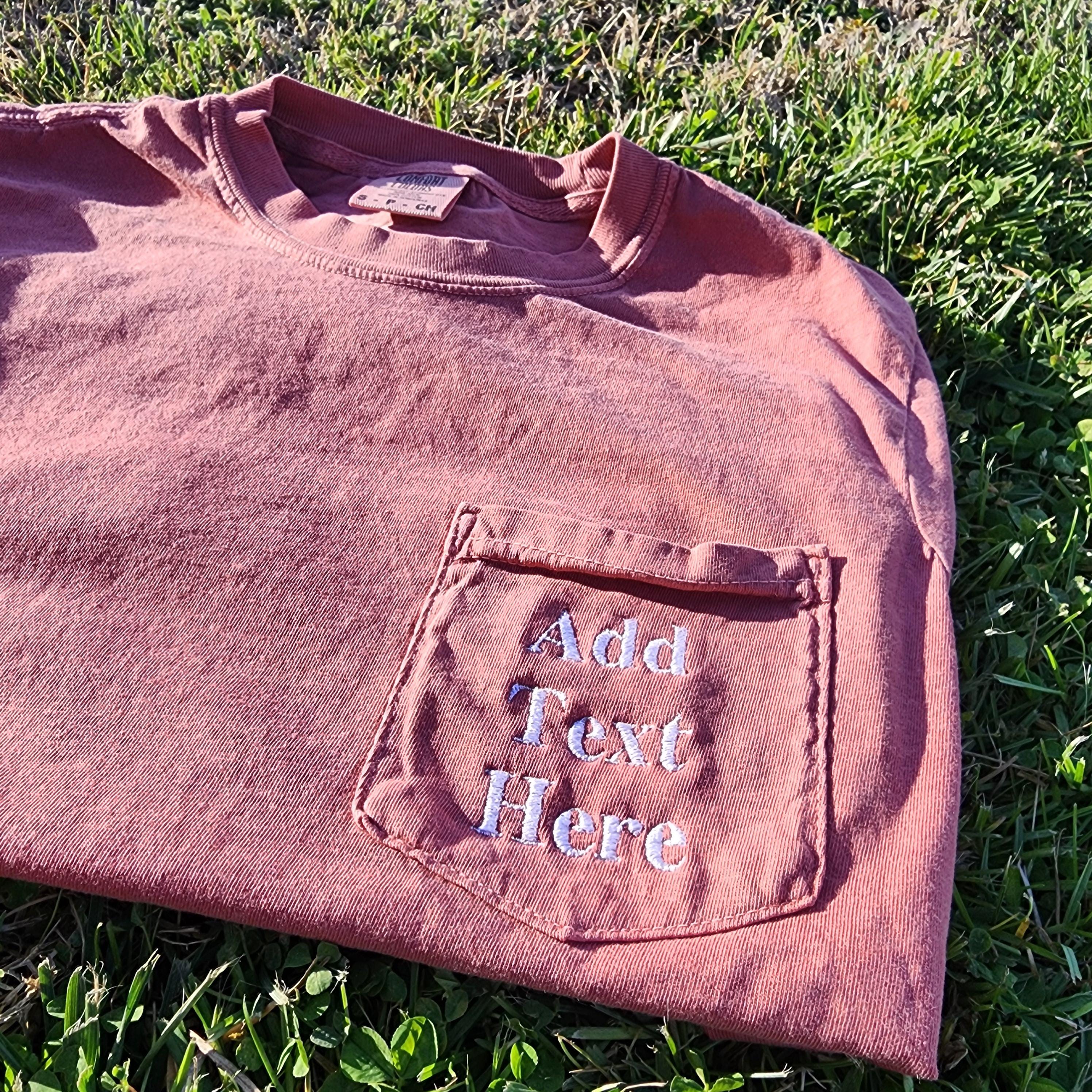 Comfort Color Tshirt With Pocket Embroidered , Oversized Shirt Vintage Color Washed Tshirt Soft Worn Pocket shirt, Trendy Pocket Tee