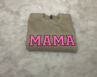 Custom Mama Sweatshirt, Personalized Embroidered Glitter Mom Sweatshirt, Momma Sweater, Gift for Mom, Gift for Her, Mother's Day Gift