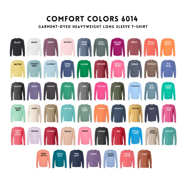 Comfort Colors Long Sleeve Shirt, Blank Comfort Colors Long Sleeve T-Shirt, 100% Cotton Long Sleeve Shirt, Wholesale Blank Long Sleeve Tee