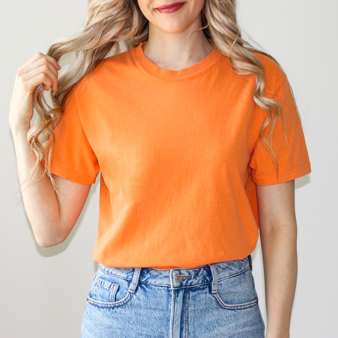 Blank Comfort Colors Shirts,100 Cotton Trendy Color Washed Tshirts