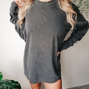 Comfort Colors Long Sleeve T shirt, Blank Cotton Long Sleeve Shirt For Men or Women, Vintage Washed Color T-shirts, Blank Shirts for DIY