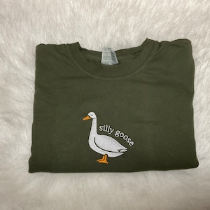 Silly Goose Comfort Colors Shirt, Embroidered Goose Crewneck T-Shirt, Silly Goose Shirt, Embroidered Comfort Colors Shirt, Funny Goose Shirt