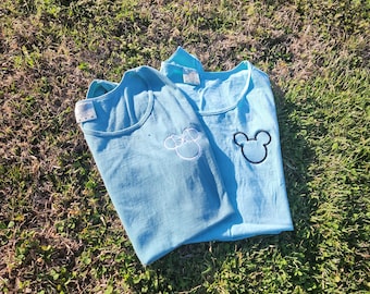 Simple Mickey Minnie Head Embroidered Comfort Colors Tank Top, Unisex Disney Mickey Mouse