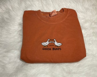 Embroidered Goose Bumps Comfort Colors T-Shirt, Funny Goose Graphic Tee