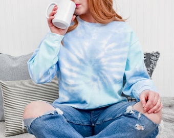 Tie Dye Sweater for Women,Blue Tie Dye, Soft Vintage Tie Dye Sweatshirt,Blank Garment Dyed Sweater,Colortone 8100 sweatshirt,Tie Dye Blanks