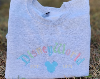 Embroidered Disneyworld Sweatshirt, Mickey and Friends, Disney Trip Sweater