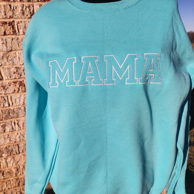 Custom Mama Embroidered Sweatshirt, Gift For Mom, Custom Embroidered Crewneck Sweatshirt, Personalized Sweatshirt, Custom Mama Crewneck image 1