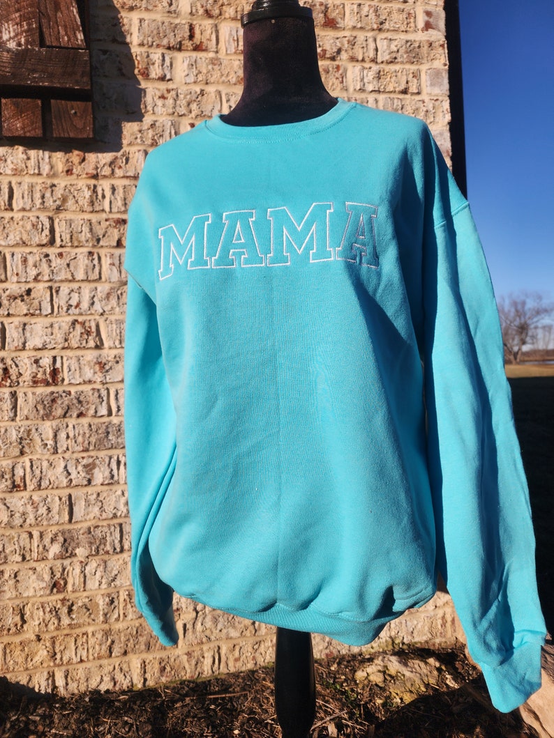 Custom Mama Embroidered Sweatshirt, Gift For Mom, Custom Embroidered Crewneck Sweatshirt, Personalized Sweatshirt, Custom Mama Crewneck image 2
