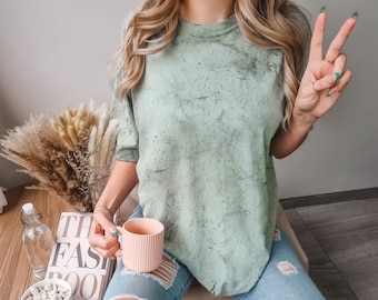 Tie Dye Comfort Blast T shirt Vintage Washed Garment Dyed Soft Cotton Shirt, Mineral Wash Tshirt Color Blast