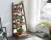 Foldable 4-Tier Ladder Bookcase Storage Rack Bookshelf Plant Stand Display Shelf