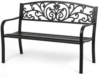 Metal Outdoor Bench Etsy