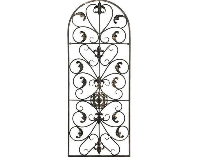 Arched Wrought Iron Wall Art Vintage Look Decor Metal Flower Etsy