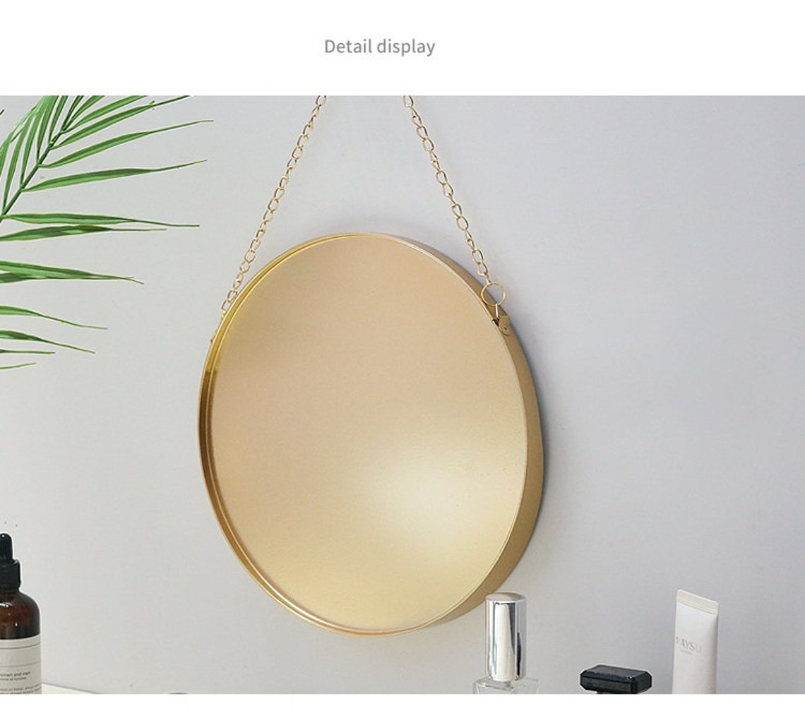 Nordic Style Round Chain Hanging Mirror Metal Wall Mount Etsy