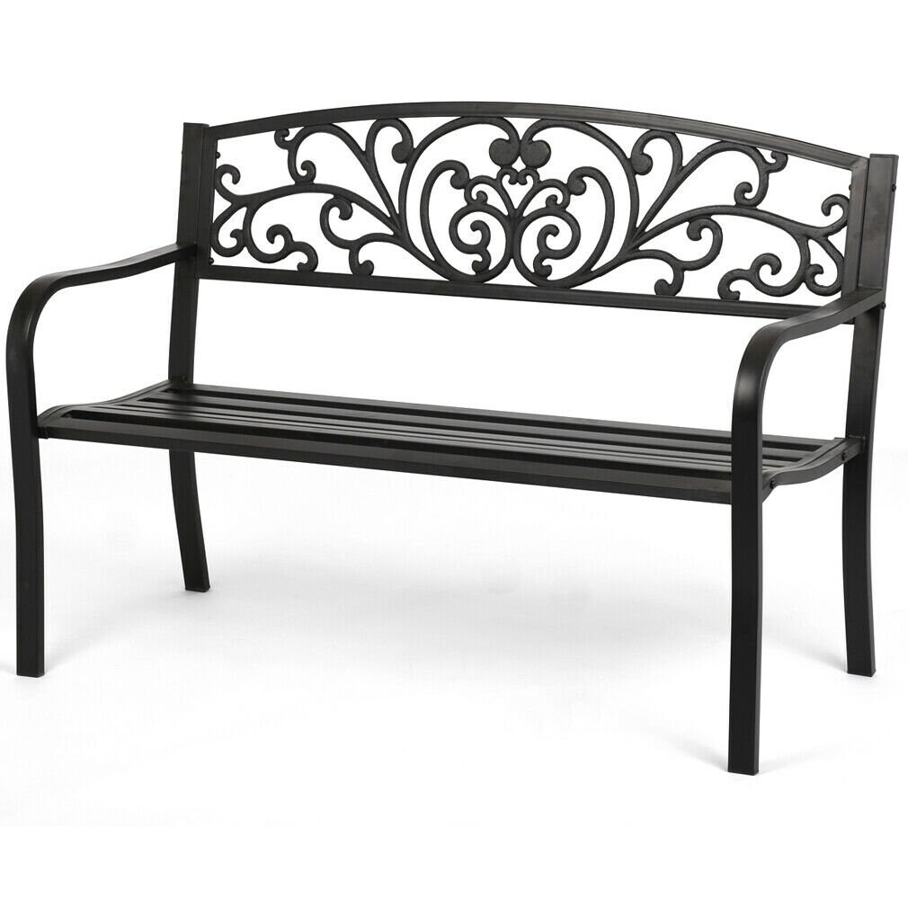 Garden Bench for Patio Black Metal Bench Park Bench Etsy
