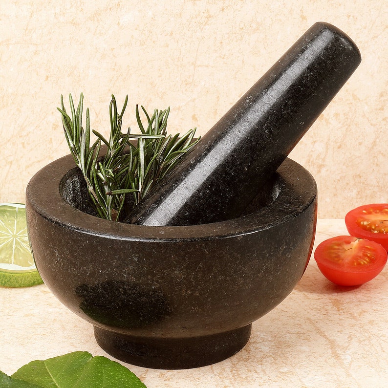 Granite Mortar and Pestle Set Solid Stone Grinder Bowl Etsy