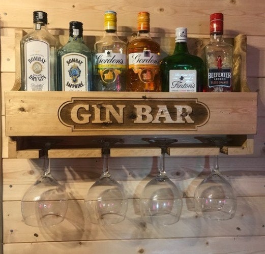 One Shelf Drinks Rack with Glass Holders Etsy.de