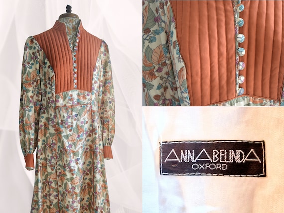 Rare Vintage AnnaBelinda Silk Midi Dress - Autumn… - image 1