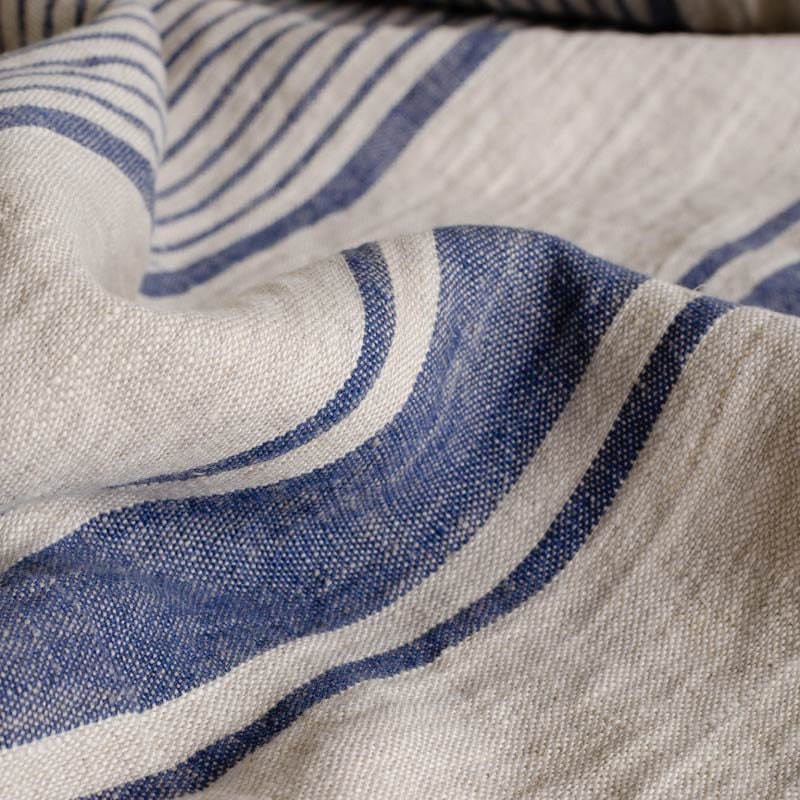 Ariane Ecru Washed Linen With Blue Stripes - Etsy