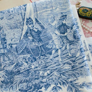 Toile de Jouy cotton Histoire d'Eau blue image 10