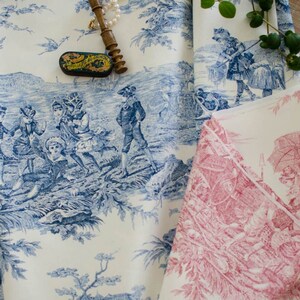 Toile de Jouy cotton Histoire d'Eau blue image 7