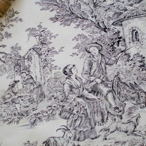 Toile de Jouy cotton Pastorale black print