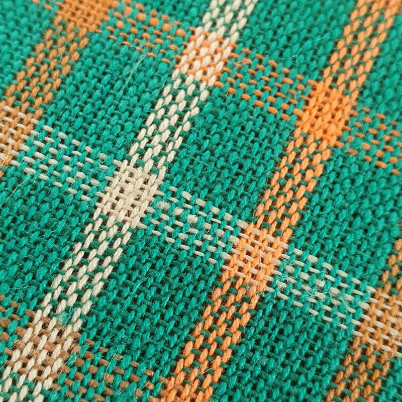 Toile Torchon Verte à Carreaux En Métis - Vendu Au Demi-mètre, 150 Cm De Large