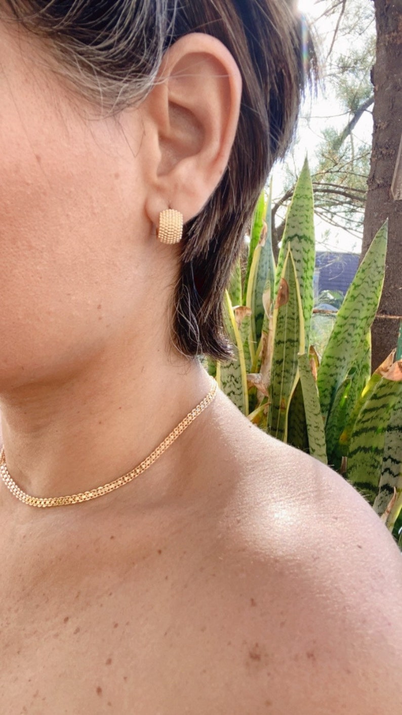 Mothers Day Gifts Gift for Mom Small Earrings PopcornTextured Huggies Dainty Huggies, Small Hoops