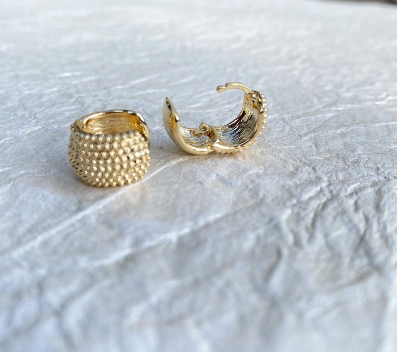 Mothers Day Gifts Gift for Mom Small Earrings PopcornTextured Huggies Dainty Huggies, Small Hoops