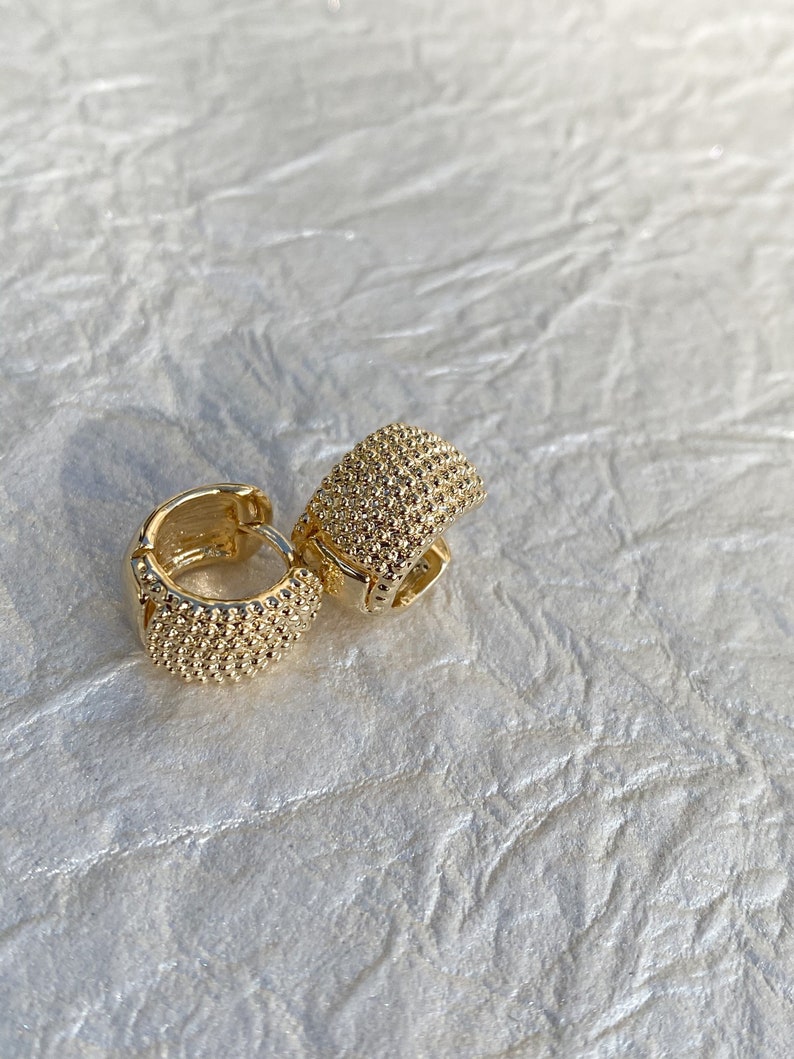 Mothers Day Gifts Gift for Mom Small Earrings PopcornTextured Huggies Dainty Huggies, Small Hoops