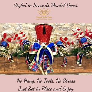 Handmade Nutcracker Christmas Mantle Garland Decor Red, Blue & Gold