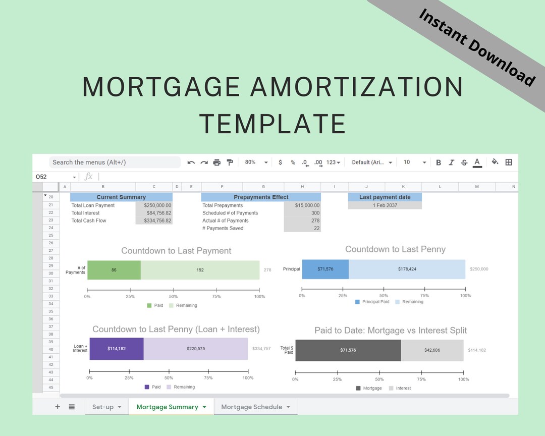 Mortgage Amortization Tracker Easy to Use Template Debt Calculator Loan
