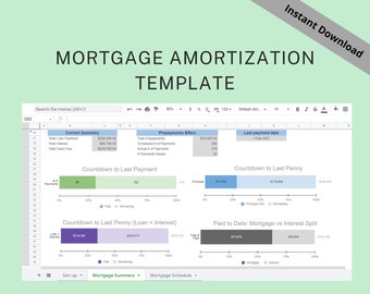 Mortgage Amortization Tracker | Easy to Use Template | Debt Calculator | Loan Amortization Spreadsheet | Instant Download | Google Sheets