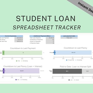 Student Loan Tracker | Debt Free Chart | Wealth Building | Loan Amortization Spreadsheet | Instant Download | Google Sheets | Cash Flow Tool