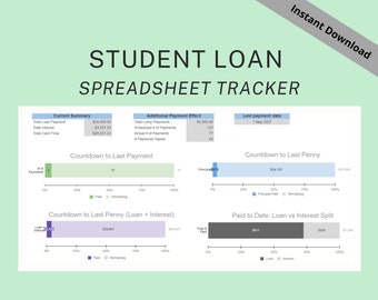 Student Loan Tracker | Debt Free Chart | Wealth Building | Loan Amortization Spreadsheet | Instant Download | Google Sheets | Cash Flow Tool