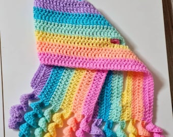 Crochet Rainbow Scarf Unicorn Pastel Rainbow winter scarf Birthday gift Eid gift - pastel rainbow