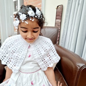 Handmade Crochet Cape, Communion cape, Baptism, wedding, Church outfit, Christening - wedding gift - flower girl dress