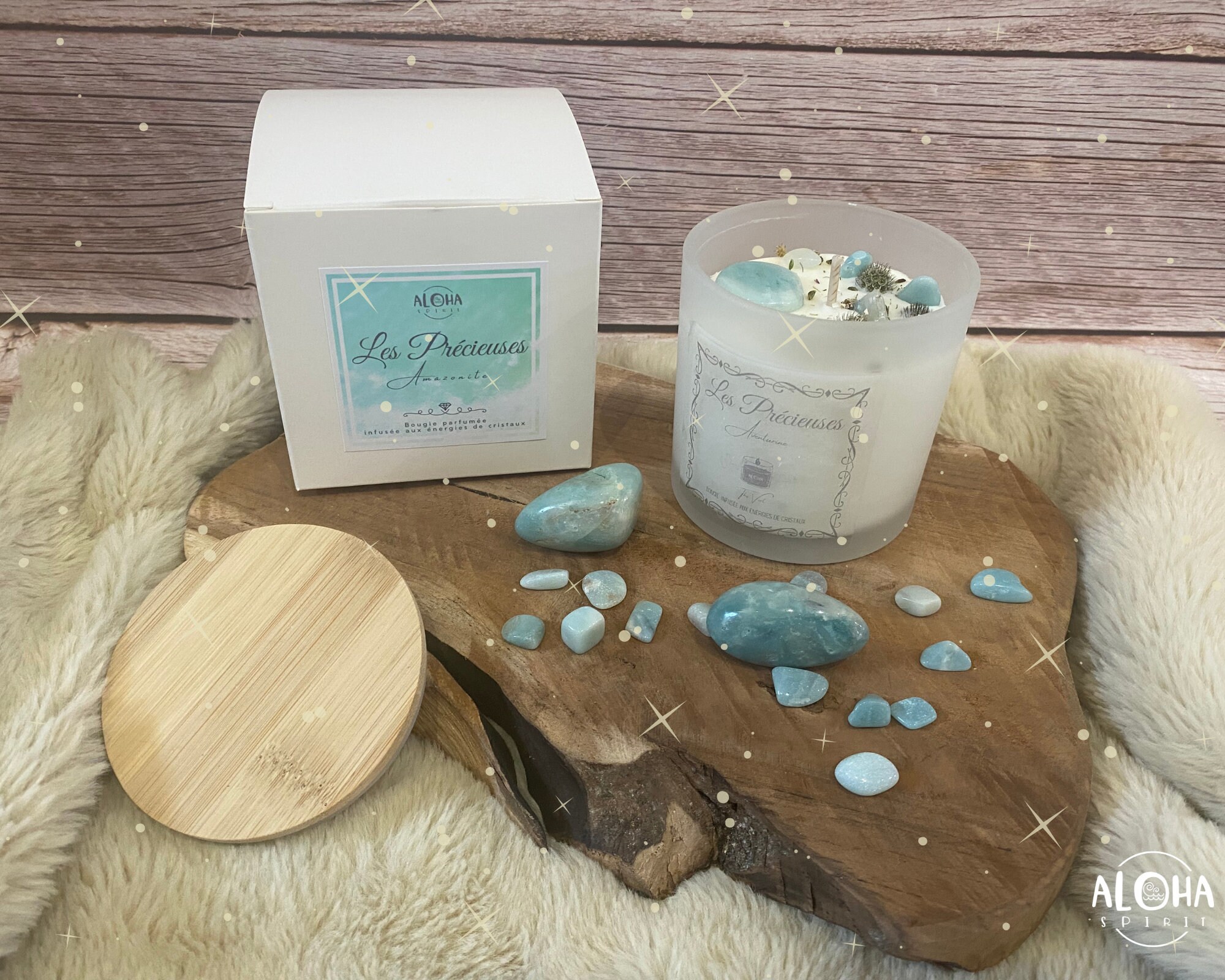 Bougie Précieuse Aventurine Verte & Thé Vert 