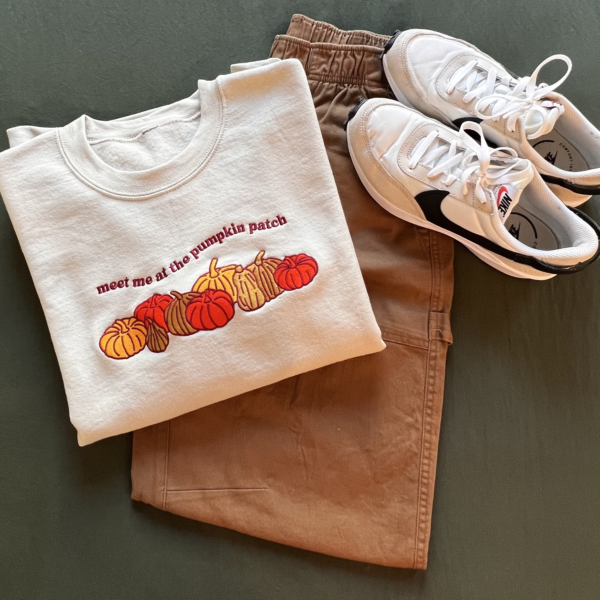 Discover Fall Embroidered Sweatshirt | Meet me at the Pumpkin Patch | Autumn Halloween Embroidered Crewneck