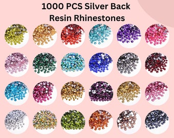 Silver Back Resin Rhinestone|1000 per bag|  Non-Hotfix flatback Resin  | 3MM-SS12 | 4MM-SS16 |5MM-SS20 | DIY,  Nail Art, Tumbler