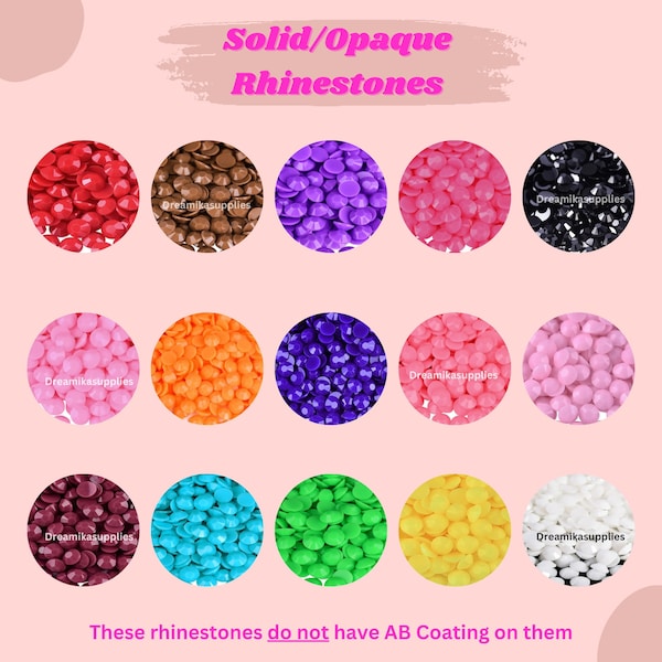 Opaque Resin Rhinestone| 1000pcs Bag| Non-Hotfix flatback Resin  | 3MM-SS12 | 4MM-SS16 |5MM-SS20 | DIY,  Nail Art, Tumbler|Solid Rhinestones