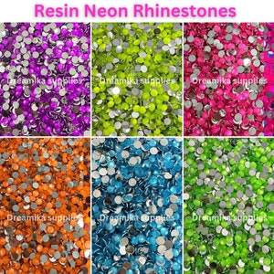 Neon Resin Rhinestone| 5000pcs Bag| Non-Hotfix flatback Resin  | 3MM-SS12 | 4MM-SS16 |5MM-SS20 | DIY,  Nail Art, Tumbler|Glow under UV light