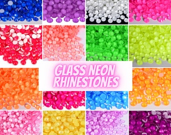 Glass Neon Rhinestone|Non-Hotfix Flatback|Florescence|1440pcs Bag|3MM-SS12 |4MM-SS16 |5MM-SS20 | DIY, Nail Art, Tumbler|Glow in the dark