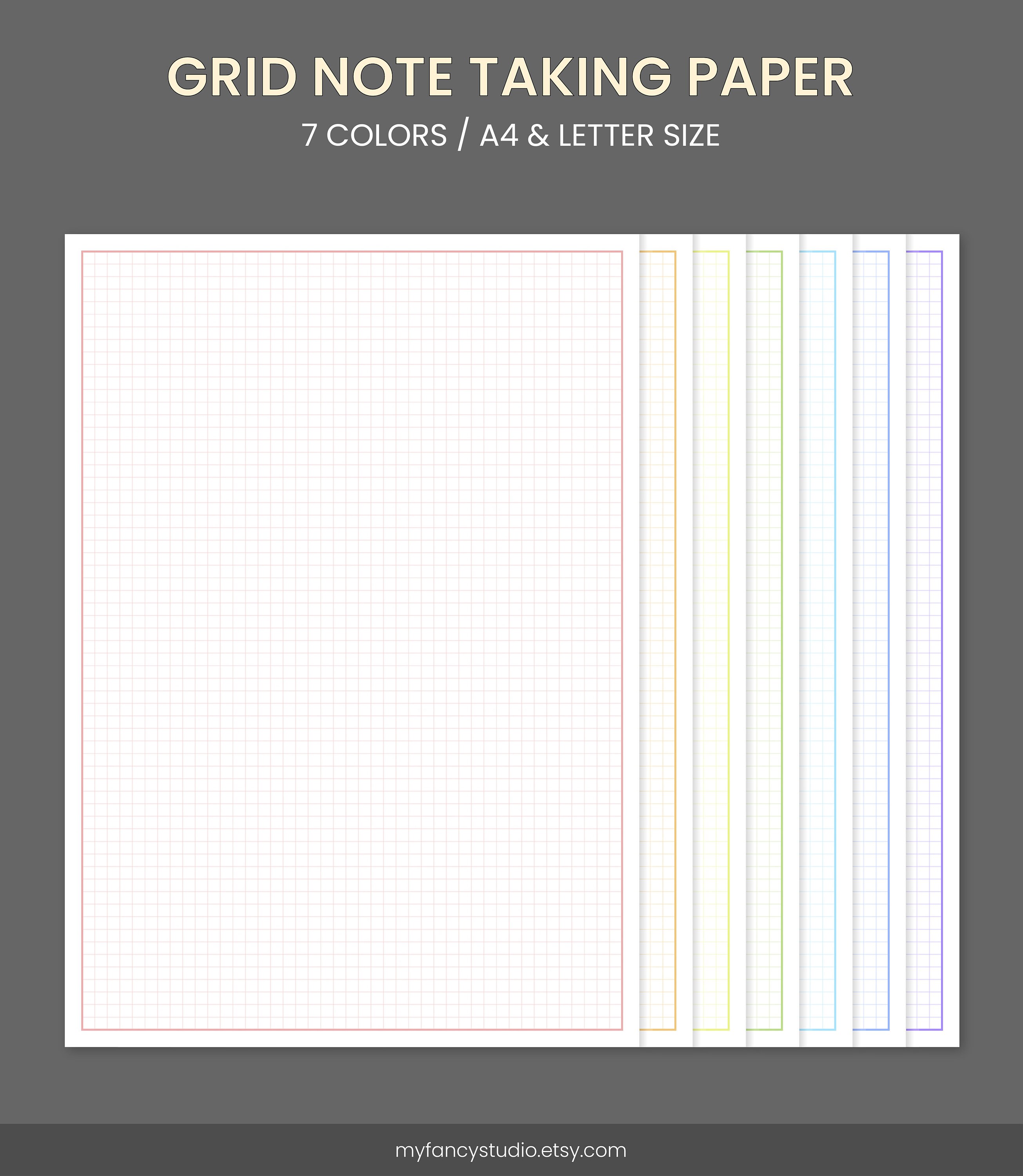 grid note template grid note taking paper a4 letter 7 etsy