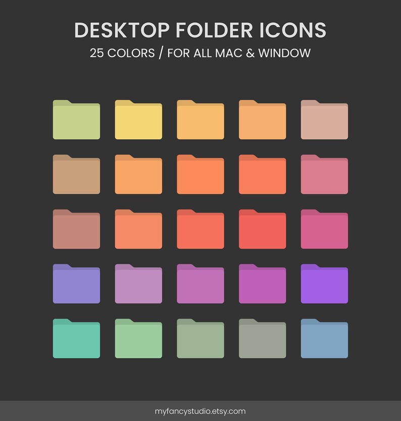 Desktop Folder Icons Customized Organizer Windows and Mac 25 Colors ...