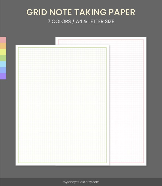 grid note template grid note taking paper a4 letter 7 etsy