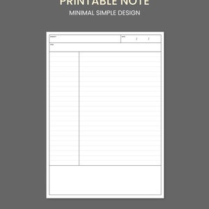 Cornell Note Taking Printable Paper Minimal Simple | Etsy