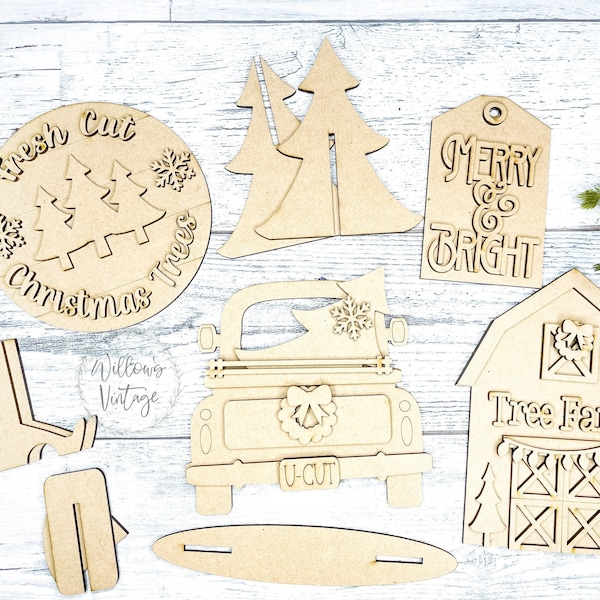 Christmas Tree Farm Tier Tray - DIY Kit - Craft Blank - Wood Blank - Do It Yourself