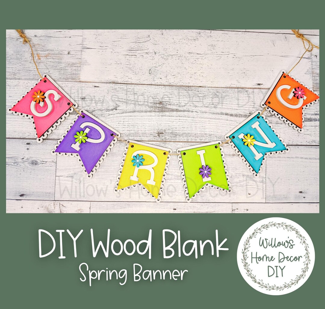 Spring Banner Empty DIY Wood Blank - Spring Banner - Unfinished Craft - Etsy