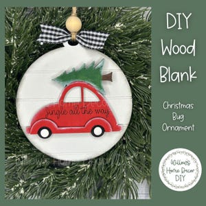Christmas VW Bug Ornament - DIY Christmas Ornament Kit - Christmas Craft for Family and Kids - Wood Blanks for Crafters -